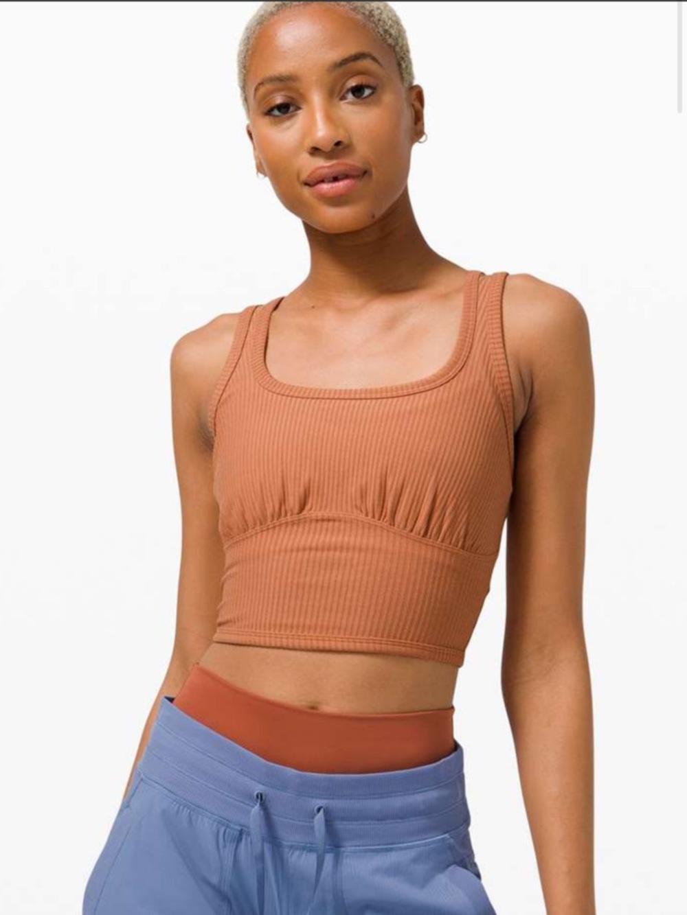 lululemon LA Square Neck Tank Top in Desert Sun Cropped Loungewear Size 12 EUC